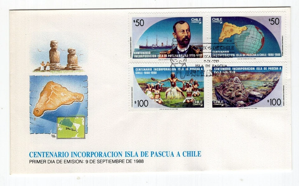 CHILE 1988 Isla de Pascua Easter Island Ile de Paque Moai FDC - Image 1 of 1
