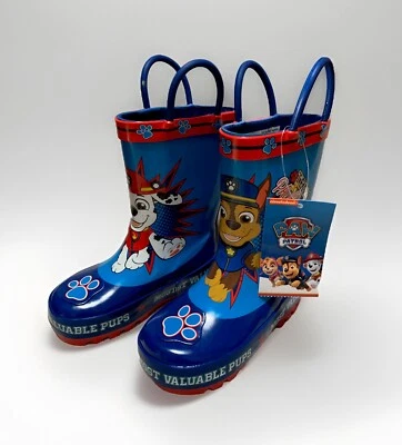 NEW Paw Patrol Toddler Boys' Pull-On Blue Rubber Rain Boots Size 5-6 - Image 1 of 4