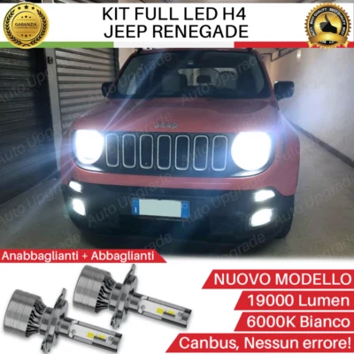 KIT LED H4 6000K CANBUS XENON 19000 LUMEN REALI PER JEEP RENEGADE NO AVARIA LUCI - Immagine 1 di 4