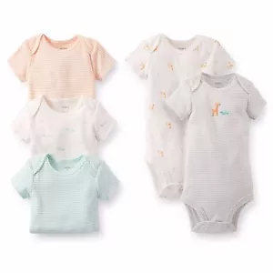 CARTER'S 5PK BODYSUITS FOR INFANT BOYS~GIRAFFE THEME~SIZE 6, 9 OR 12M~NEW W/TAGS - Picture 1 of 7