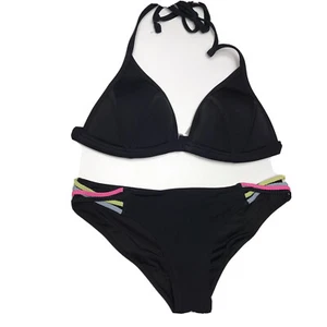 Victoria's Secret String Bikini Set Size medium Black Push Up Multicolor String - Picture 1 of 6