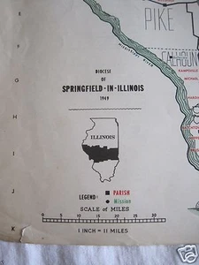 UNUSUAL 1949~DIOCESE SPRINGFIELD ILLINOIS/CATHOLIC CHURCH&MISSIONS MAP~RARE - Picture 1 of 8