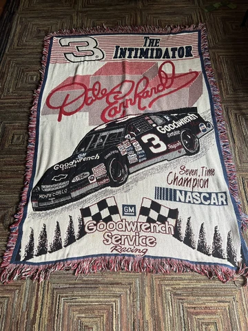 Vintage Dale Earnhardt The Intimidator Woven Throw Blanket Nascar 6 X 4 Cover