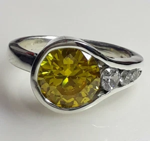 Anillo de compromiso de zafiro amarillo natural para hombres y mujeres joyería de plata maciza - Imagen 1 de 6