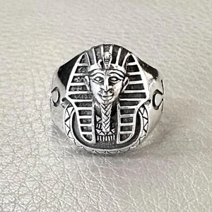 Handcrafted 925 Sterling Silver Pharaoh Tutankhamun Egyptian King Ancient Ring - Picture 1 of 6