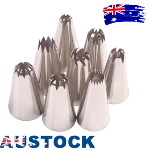 8x Large Russian Pastry Icing Piping Nozzles Stainless Steel Decorating Tips DIY - Picture 1 of 5