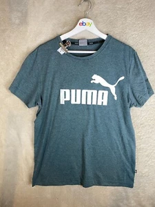 Puma Casual T-Shirts Top Size L Mens Blue Logo Short Sleeve - Picture 1 of 10
