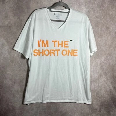 Lacoste T-Shirt Mens 3XL White I'm The Short One Short Sleeves Casual Stretch - Image 1 of 4