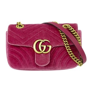 GUCCI GG Marmont 446744 Velvet Shoulder Crossbody Bag Pink Gold - Bild 1 von 10