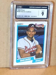 1990 Fleer David Justice Rookie RC #586 CGC 9 MINT FRESHLY GRADED W/MINT CASE - Picture 1 of 2