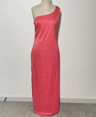 Vestido de graduación años 90 Y2K Rampage para mujer 9 rosa estrás maxi un hombro HOCO Foto 1 de 4