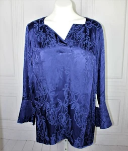 Womens New Chicos Jacquard Tunic Top Blouse Royal Blue Size 3 NWT $99 MSRP - Picture 1 of 8