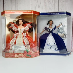 Mattel Barbie Lot 2 Dolls Happy Holidays#17832 Millenium Princess AA #23995 NRFB - Picture 1 of 11