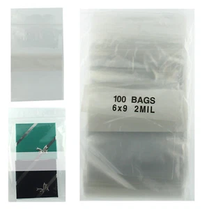6"x9" Plastic Bags Reclosable Pack of 100 Poly Baggies w/ Writing Block - Picture 1 of 6