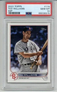2022 TOPPS #174 TED WILLIAMS BOSTON RED SOX PSA 10 SSP LOW POP VERY RARE - Picture 1 of 2