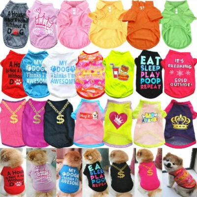 Summer Spring Various Pet Puppy Small Dog Cat Pet Clothes Vest T Shirt Apparel - Image 1 of 4