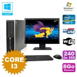 Lot PC HP Compaq 6200 Pro SFF Core i3 3.1GHz 8Go 240Go SSD DVD WIFI W7 + Ecran 1 - Photo 1/1