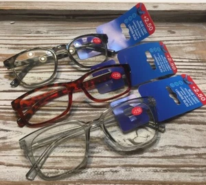 Set Of 3 NEW Blue Light Blocker Reading Glasses Womens 2.50 Clear Smoke Torti US - Picture 1 of 2