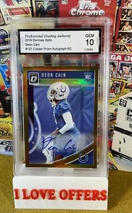 2018 PANINI DONRUSS OPTIC DEON CAIN RC AUTO COPPER PGA 10 GEM MINT HOLO READ - Picture 1 of 4