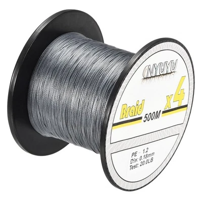 4 Strands PE Braided Fishing Line Abrasion Resistant 547Yard 20LB Grey - Image 1 of 4