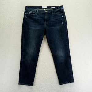 FRAME Le Garcon Crop Jeans Dark Wash Distressed Button Fly Women Size 32 - Picture 1 of 11
