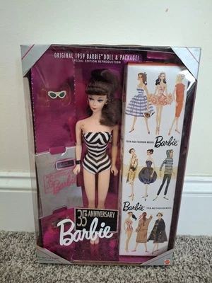 Barbie 35th Anniversary 1959 Repro Doll Brunette 1993 Mattel Sealed Box - Image 1 of 4