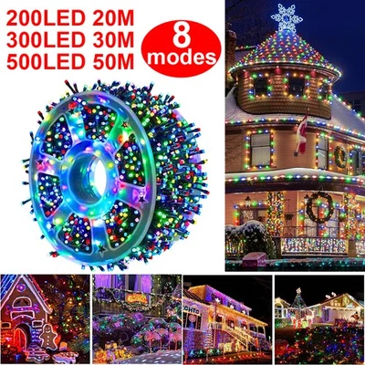Multicolor Christmas String Lights 200/300/500 LED Xmas Fairy Lights Waterproof - Image 1 of 4
