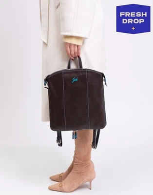 RRP€255 GABS Leather Backpack Brown Logo Zipped & Gusseted Bottom Made in Italy - Image 1 of 4