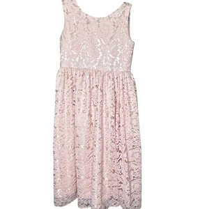 Toddlers & Tulle Girls Pink Lace Party Dress Bow Back Size 10 Sleeveless - Picture 1 of 5