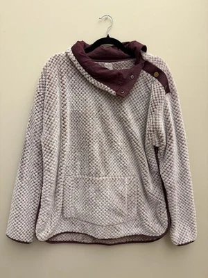 St. John’s Bay Sherpa Pullover Jacket Ivory Maroon Size Large Cozy Fleece - Image 1 of 4