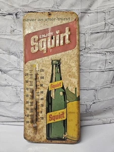 1971 Squirt Soda Thermometer Sign w/ Glass, Vintage Patina, - Picture 1 of 8
