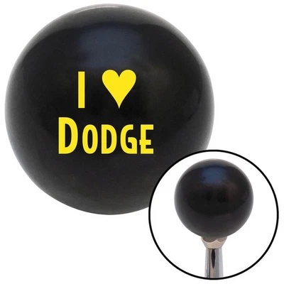 Yellow I <3 DODGE Black Shift Knob w/ M16x1.5 Insert Shifter Auto Manual Custom - Image 1 of 4