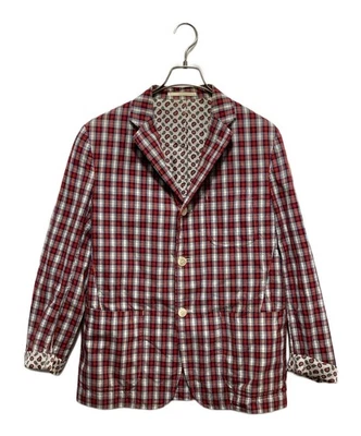COMME des GARCONS AD2012 Paisley Check Lined Tailored Jacket Size: M Red HK-J022 - Image 1 of 4