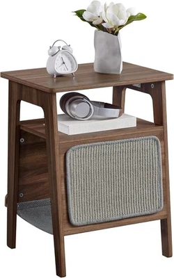 Side Table, 3-Tier Sofa Side Table with Magazine Rack, Cat House and Scratching - Image 1 of 4