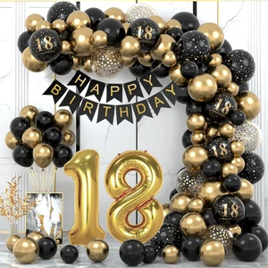 Decorazioni 18° Compleanno per Ragazzi Ragazze, Palloncini 18° Compleanno Oro Nero P... - Foto 1 di 12