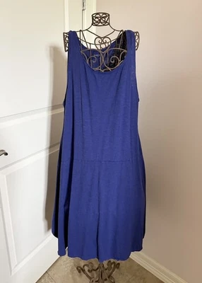 Eileen Fisher Indigo Blue Sleeveless Midi Tank Dress Size XL Hemp Blend - Image 1 of 4