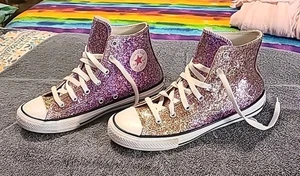 Converse Size 6 Sparkly Hi Tops Chuck Taylor All Star 670176c Coated Glitter - Picture 1 of 7
