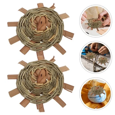  10 mini cappelli di paglia lavorati a maglia per bambole, cappelli di paglia - Immagine 1 di 4