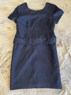 Positive Attitude Beaded Trim Short Sleeve Black Church Wedding Dress Size 12 - Изображение 1 из 4