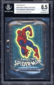 Parche de tela Marvel Iron-Ons 1980 Amazing Spider-Man verde BGS 8,5 bajo pop MCU - Imagen 1 de 2