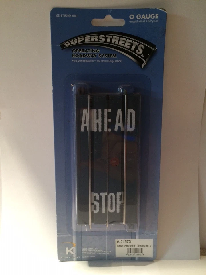 K-Line 21573 5" Super Streets Stop Ahead Str. Track 1 pkg. of 2 pcs. New in pkg. - Image 1 of 1