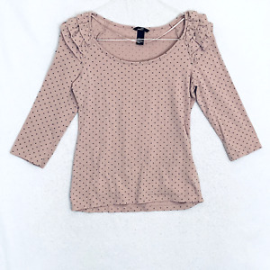 Divided H&M Women's Size Medium Pink Black Dot Pattern Blouse Lightweight
