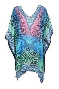 Boho Chic Women's Kaftan Dress Printed Georgette Beach Cover Up Resort wear 4XL