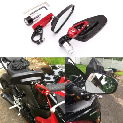 Motorcycle 7/8" Handle Bar End Side Mirrors For Suzuki GSXR 1100 1000 750 600 A - Image 1 of 4