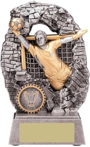 Blast Out Football Goalkeeper Award Antique Silver & Gold 160mm - Picture 1 of 2