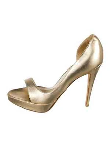 Brian Atwood Sandals Womens Sz 6.5 Gold & Metallic Leather Stiletto Heel Slip on - Picture 1 of 5