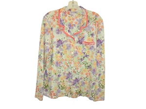 Laura Scott Damen Pyjama Oberteil Shirt XL mit Tasche Blumen Baumwollmischung - Bild 1 von 3