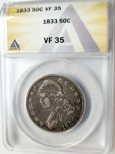 ANACS 1833 VF-35 Capped Bust Half Dollar 50C Great Details - Picture 1 of 4