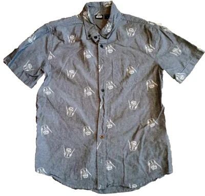 Camisa de campamento Star Wars Darth Vader para hombre pequeña gris estampado manga corta botón defecto Foto 1 de 4