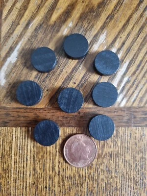 8 Wooden Black Discs Coin Round Disc Spare Piece Board Game Tokens Parts Pawns - Image 1 of 2